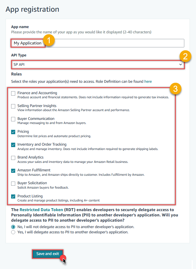 Register Amazon SP API app