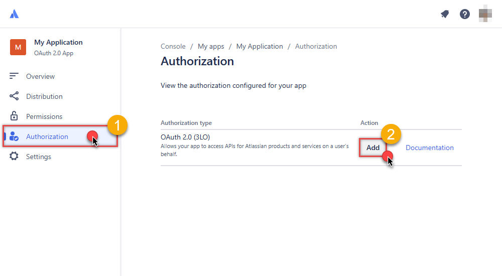 Add authorization in OAuth app in Atlassian