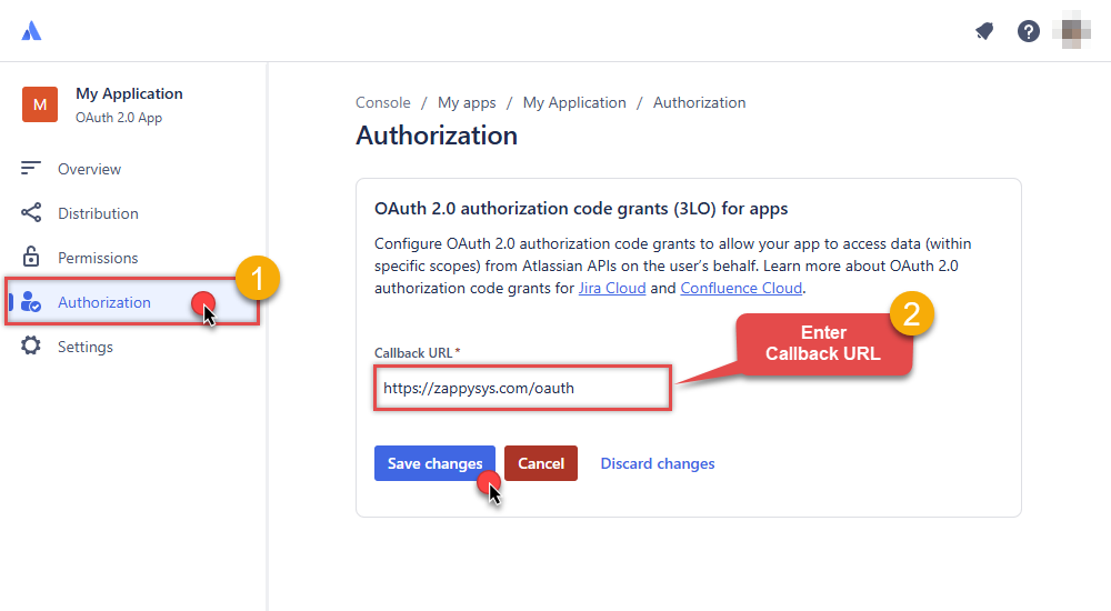 Set callback URL for OAuth app in Atlassian