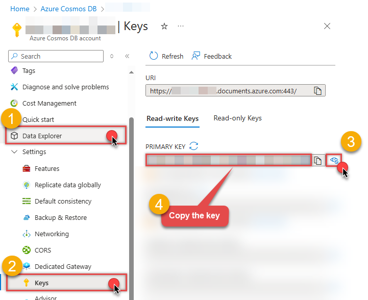 Use API key to get Cosmos DB data via REST API in Azure