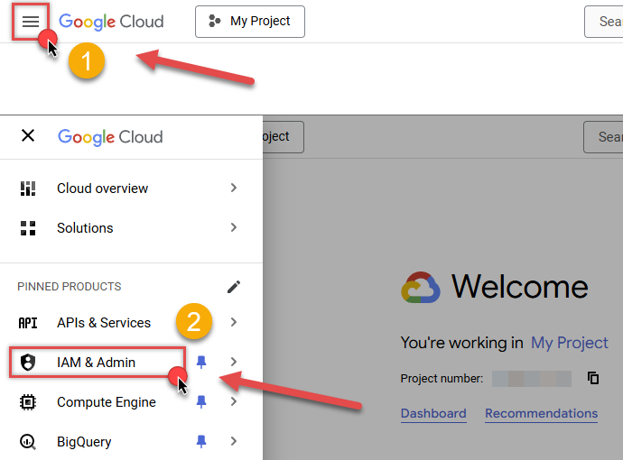 Access IAM & Admin in Google Cloud