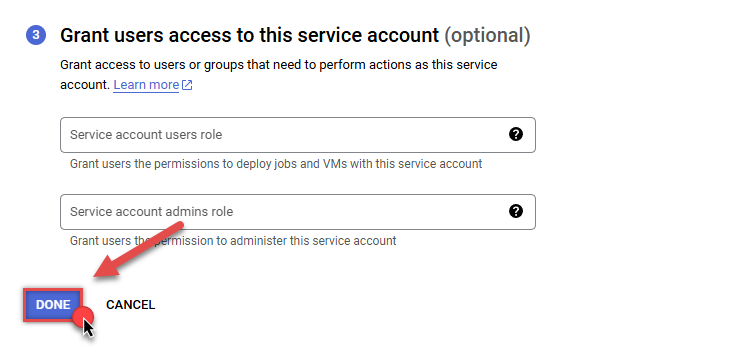 Finish configuring service account in Google Cloud