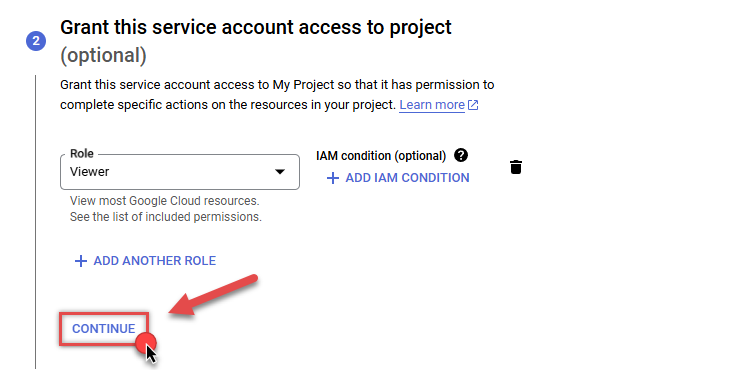 Finish granting service account project roles in Google Cloud