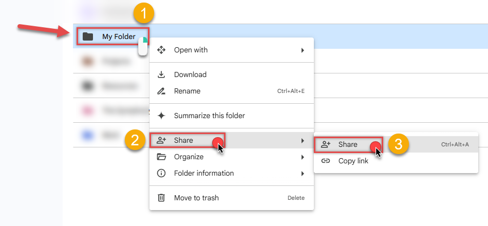 Share Google Drive file or folder with service account