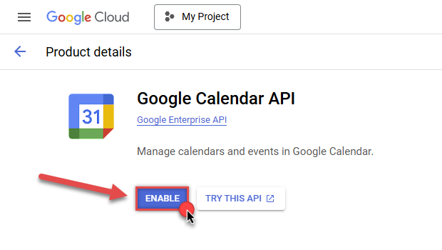 Enable Google Calendar API