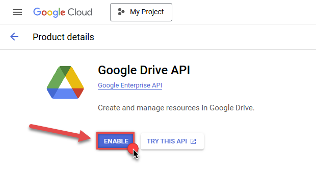 Enable Google Drive API