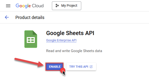 Enable Google Sheets API