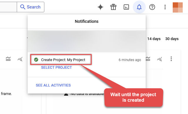 Wait until project is created in Google Cloud