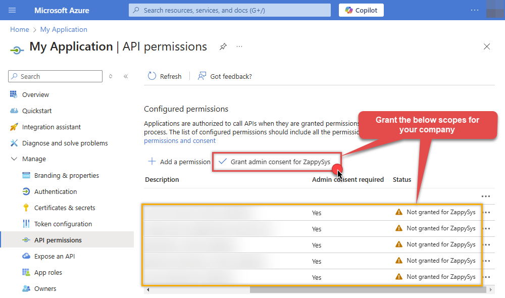 Grant admin consent for Microsoft Entra ID app