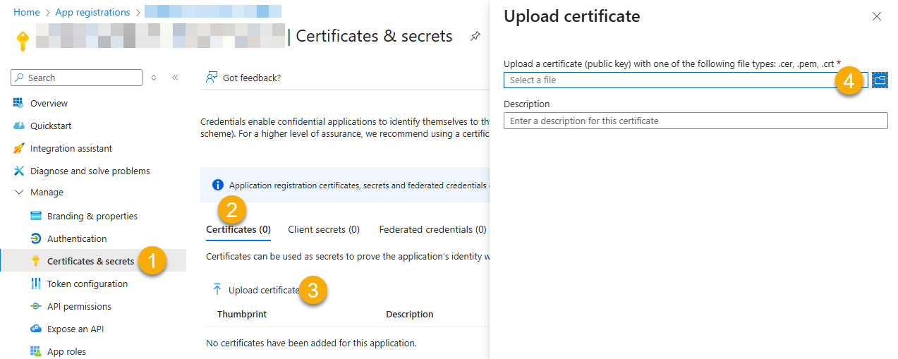 Upload public key (certificate file) for App-Credentials (JWT Auth)