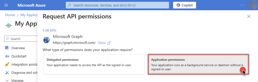 Select app permissions for Microsoft Entra ID app