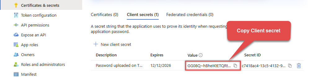 Copy Client secret