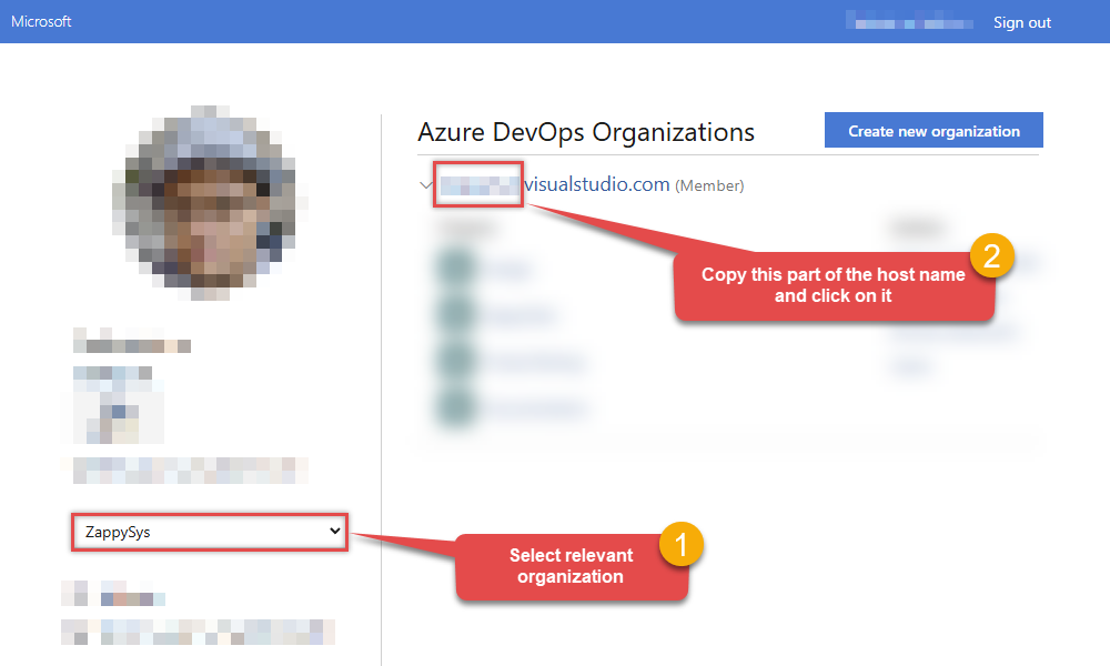 Copy Organization Host in Azure DevOps