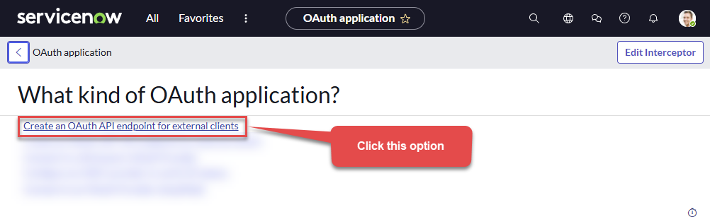 Use ServiceNow OAuth application for external clients