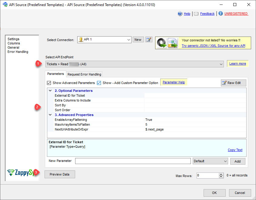 Preview records in API Source