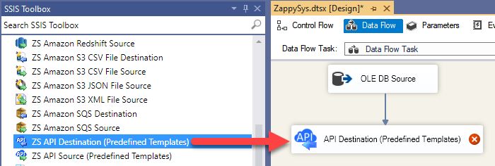 Drag API Destination onto Data Flow
