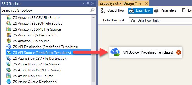 Drag API Source onto Data Flow