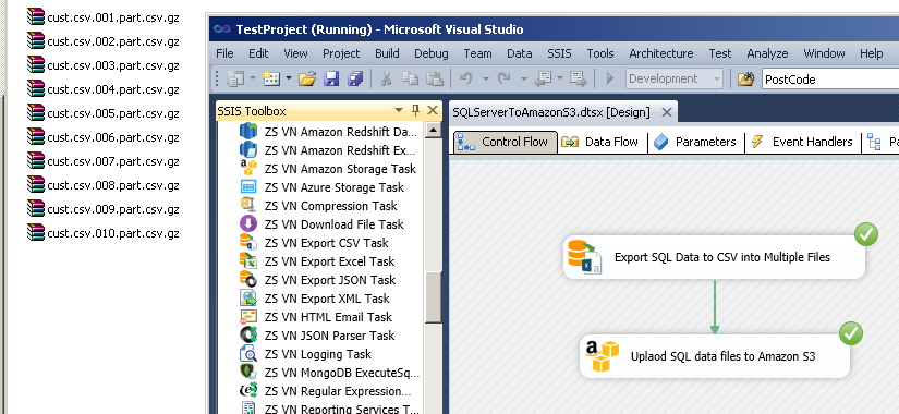 Extract SQL Server Data to CSV files in SSIS (Bulk export) and compress/upload files to Amazon S3 (AWS Cloud)