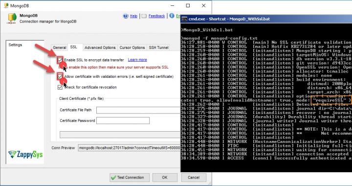 How to configure MongoDB SSL Connection in SSIS | ZappySys Blog