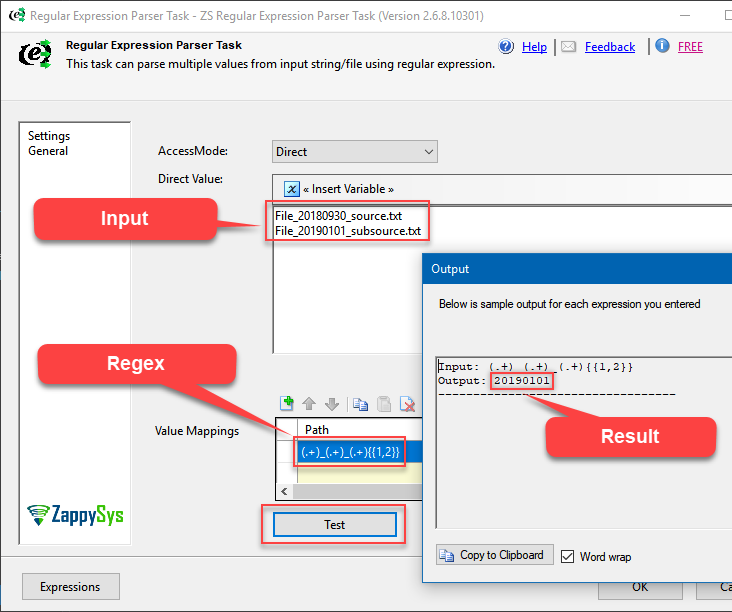 Using Regular Expressions in SSIS Regex Parser Task (Extract Groups)