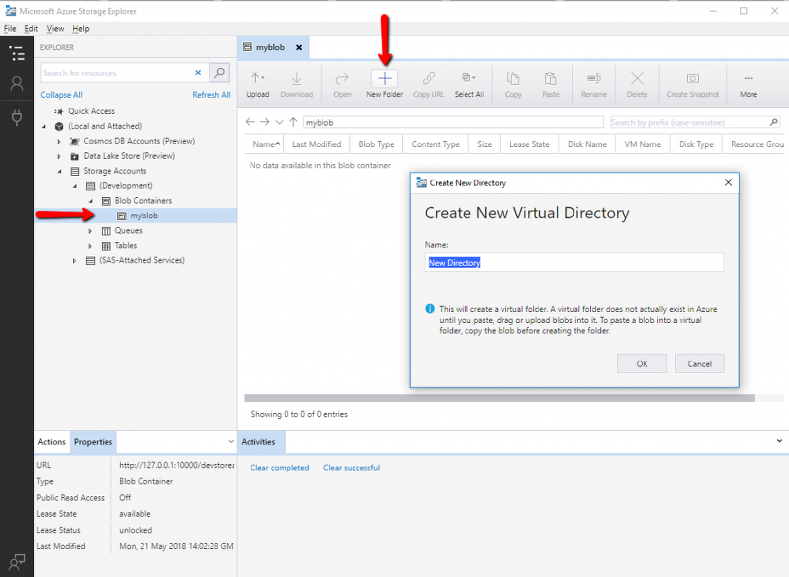 Creating the new Virtual Directory under Blob Container