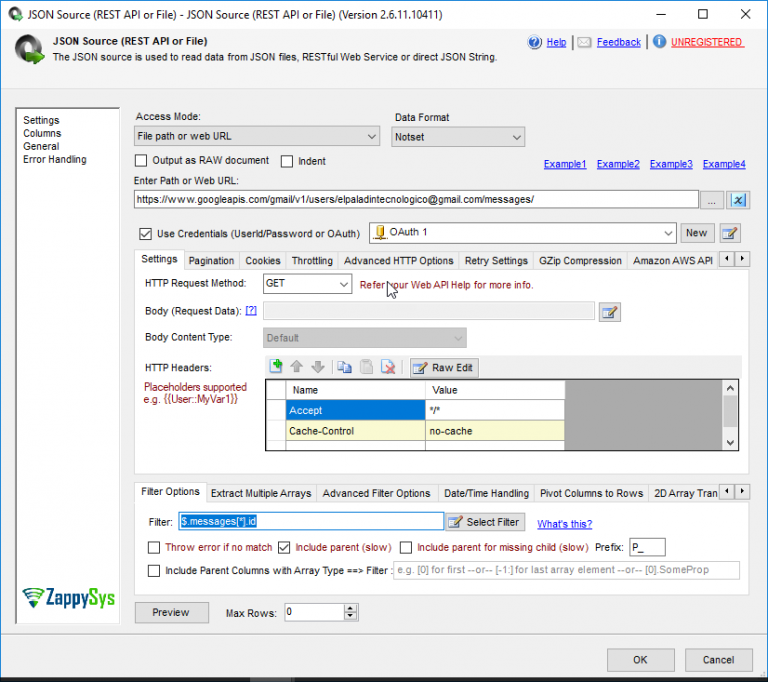 Calling Gmail REST API using SSIS - Read Emails | ZappySys Blog