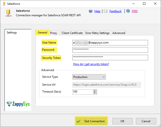 Salesforce using SSIS, Salesforce connection