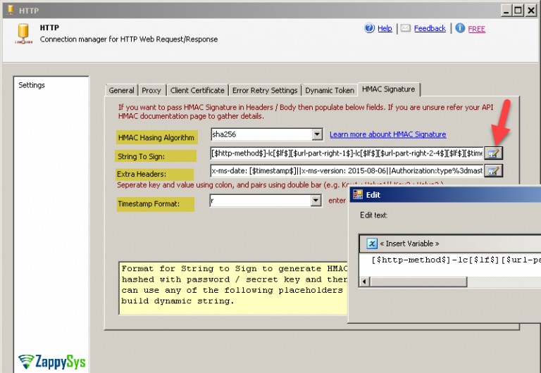 Api Signature Example Using HMAC Authentication for API in SSIS / ODBC Drivers | ZappySys Blog