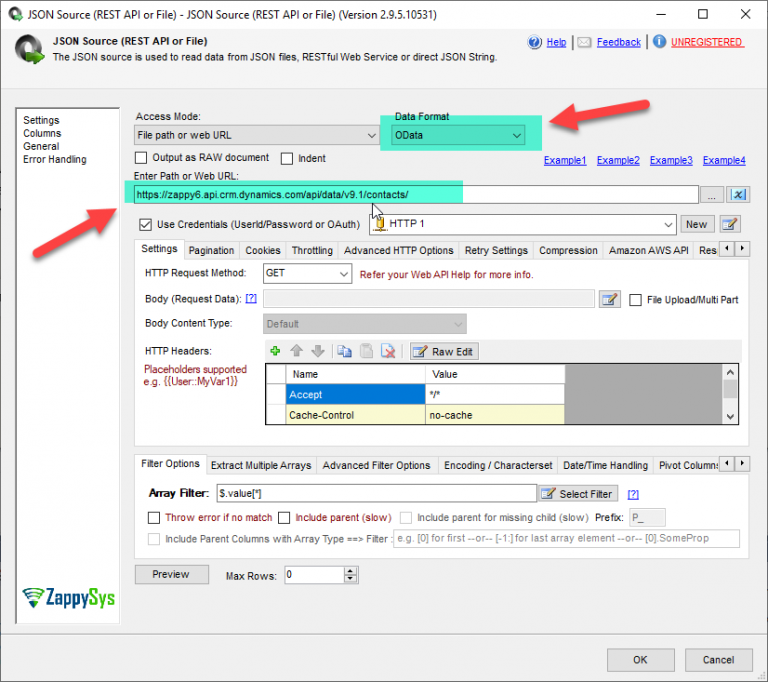 Set URL in JSON Source