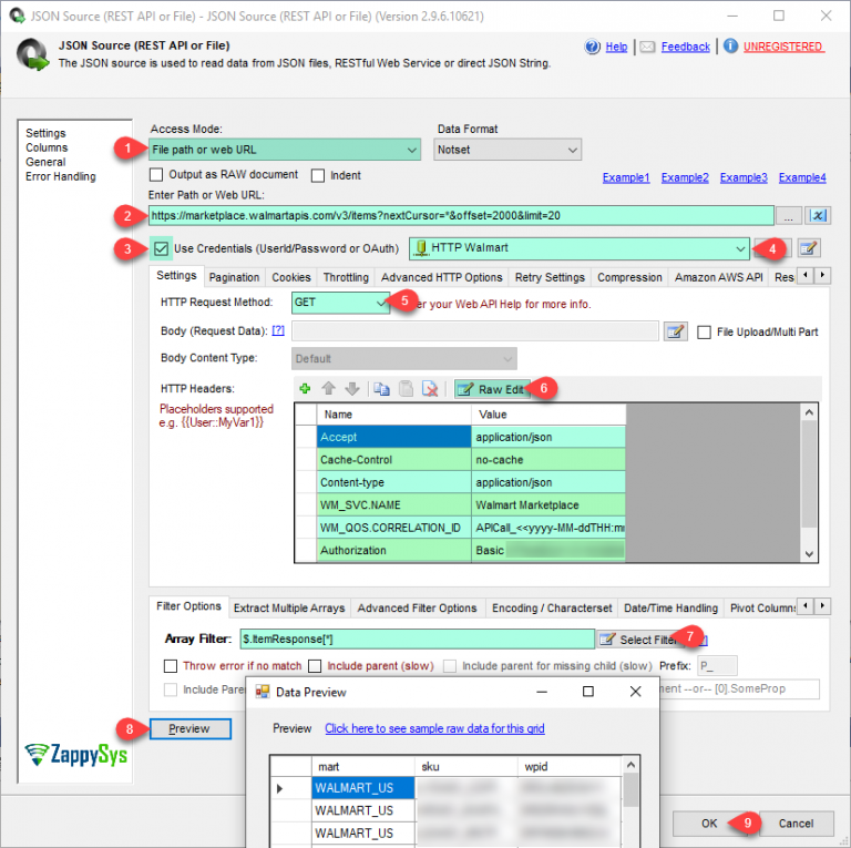 ZS JSON Source - Configure