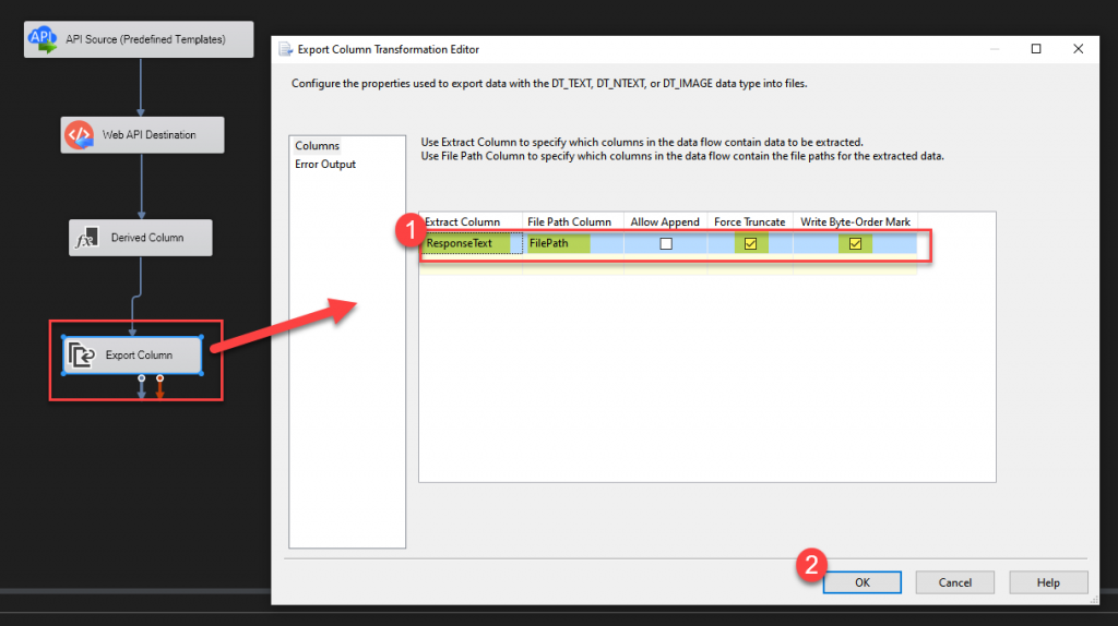 Export Column - write the email content to a file on disk.