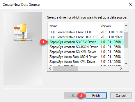 ZappySys ODBC Driver - Create Amazon S3 CSV Driver