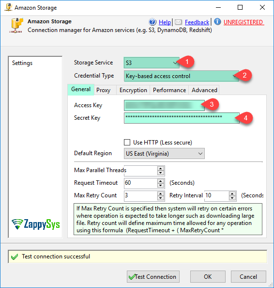 SSIS Amazon S3 CSV File Destination - Create SSIS Amazon Storage Connection Manager