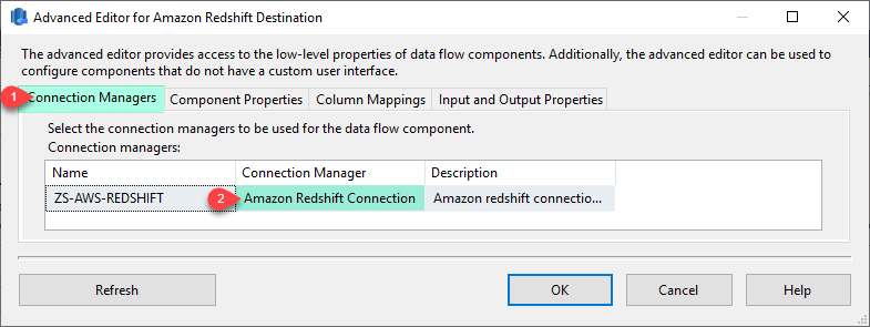 SSIS Amazon Redshift Destination - Select Connection Manager