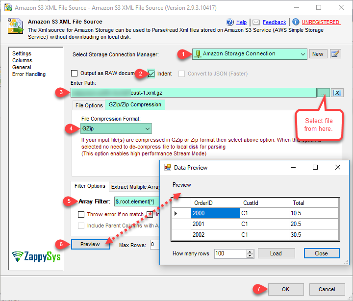 SSIS Amazon S3 XML File Source - Read from XML File Options