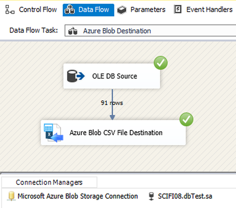 SSIS Azure Blob CSV File Destination - Loading data from SQL Server to Azure Blob