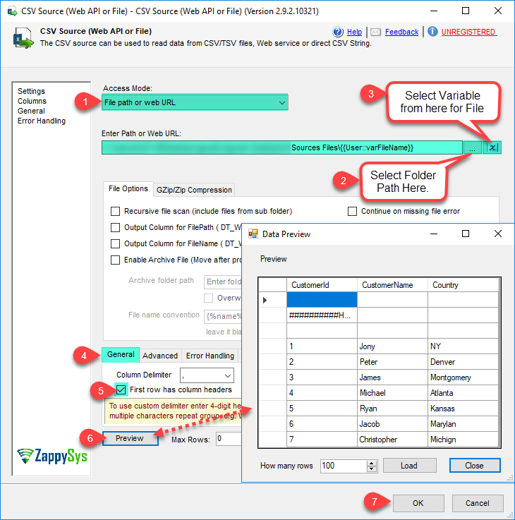 SSIS CSV Source (Web API or File) - Configure