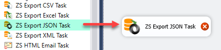 Drag and Drop ZS Export JSON Task in design panel