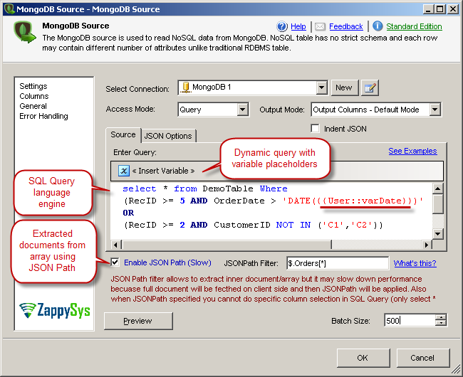 MongoDB Server Side Filter - Extract MongoDB Data from Array or nested sub-documents using SQL Query and JSON Path