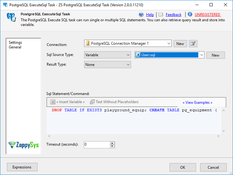 Execute PostgreSQL command from variable