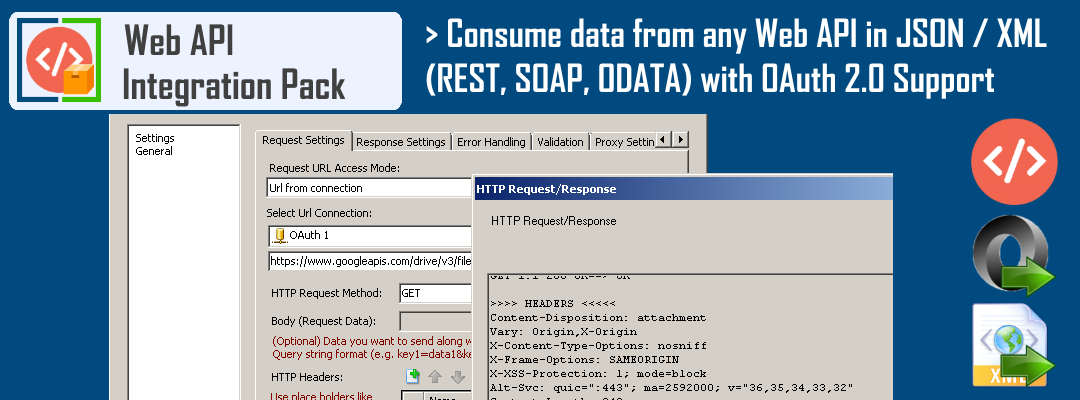 SSIS Rest API Task - Access data from any Web API or Url. Parse HTML, XML, JSON data. Support for OAuth 2.0
