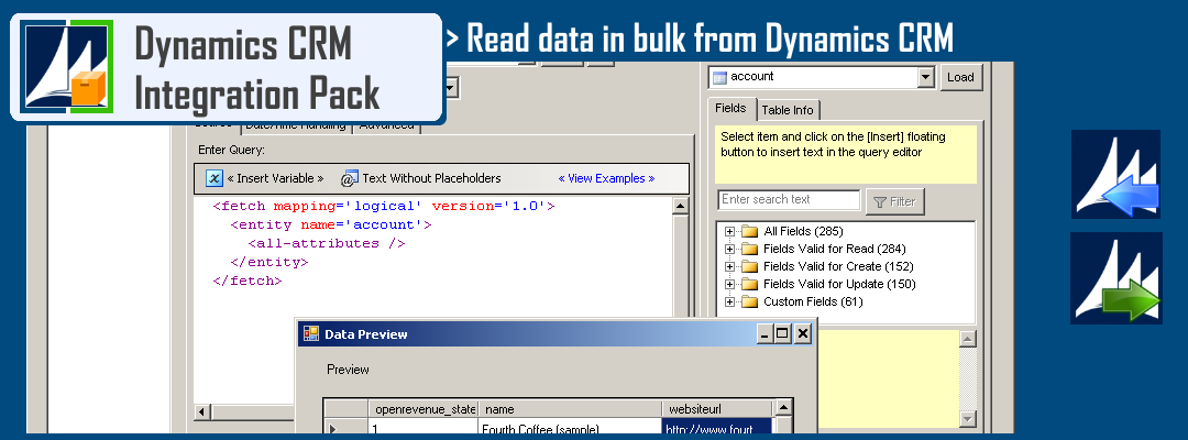 Read data from Microsoft Dynamics CRM using FetchXML Query Language in SSIS
