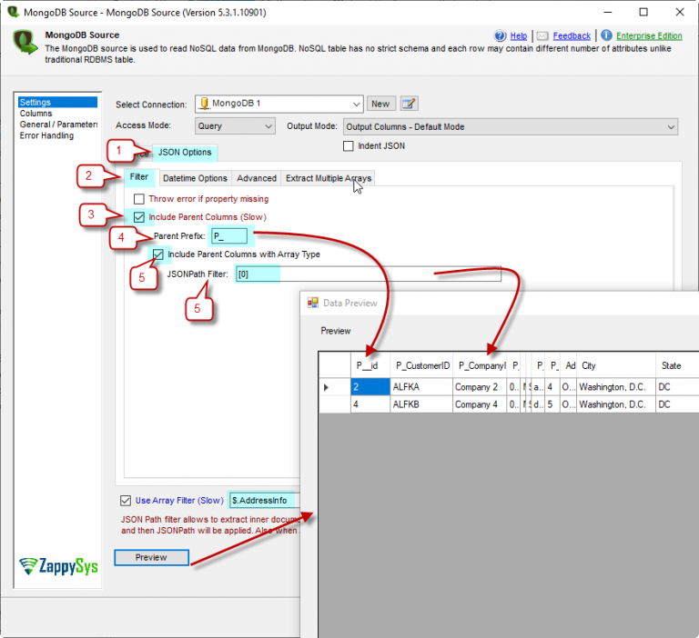 SSIS MongoDB Source Connector | ZappySys