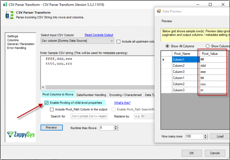 Ssis csv parser transform parse normalize string zappysys