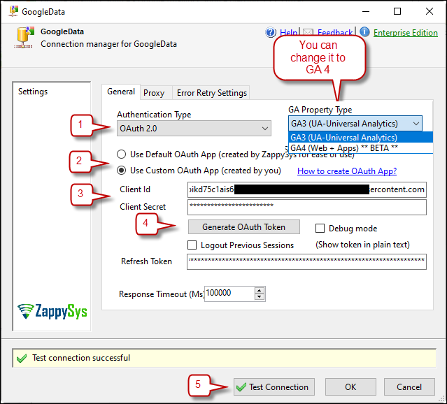 Google data example connection