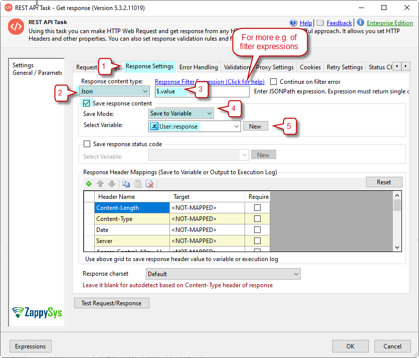 REST API save response in a variable